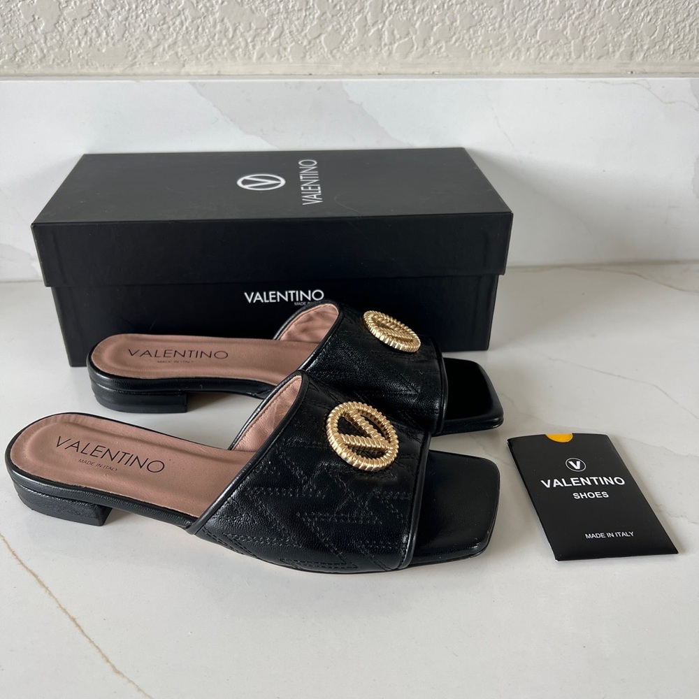 VALENTINO BY MARIO VALENTINO Afrodite Leather Slide Sandals